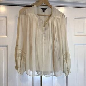 NWT Edwardian Women’s Sheer Ivory Lace Long Sleeve Sz S Prairie Western Renfaire